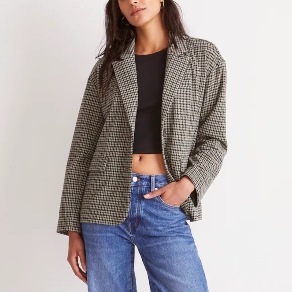 NWOT Madewell Houndstooth Oversized Blazer // Size L